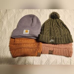 Lot of Women's beaniesCarhartt and Nike Beanie Set - Purple, Green, Orange, Pink